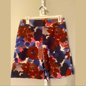 Blue Purple Pink Floral Express Mini Skirt with Pockets and rear zipper